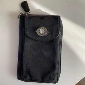Coach Black Signature Turn-Lock Wristlet Wallet